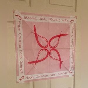 Breast Cancer Awareness Pink Logo Scarf/Bandana 20”x 20”.  NWOT
